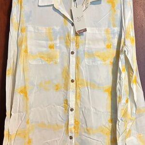 Calat Women's Tie-Dye Swim Coverup - Yellow and Blue